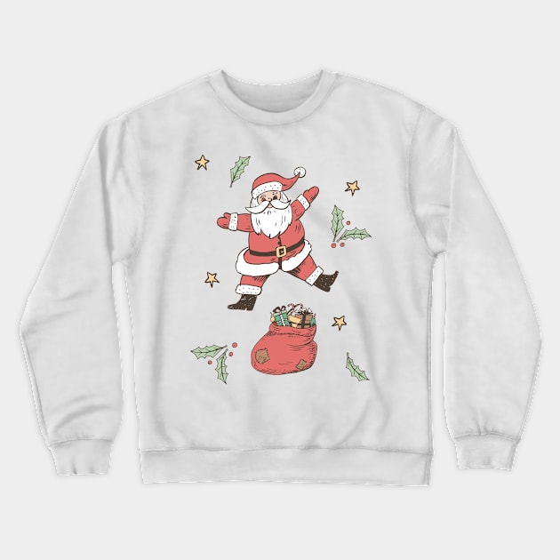 Cute Retro Leaf Santa Crewneck Sweatshirt by SWON Design